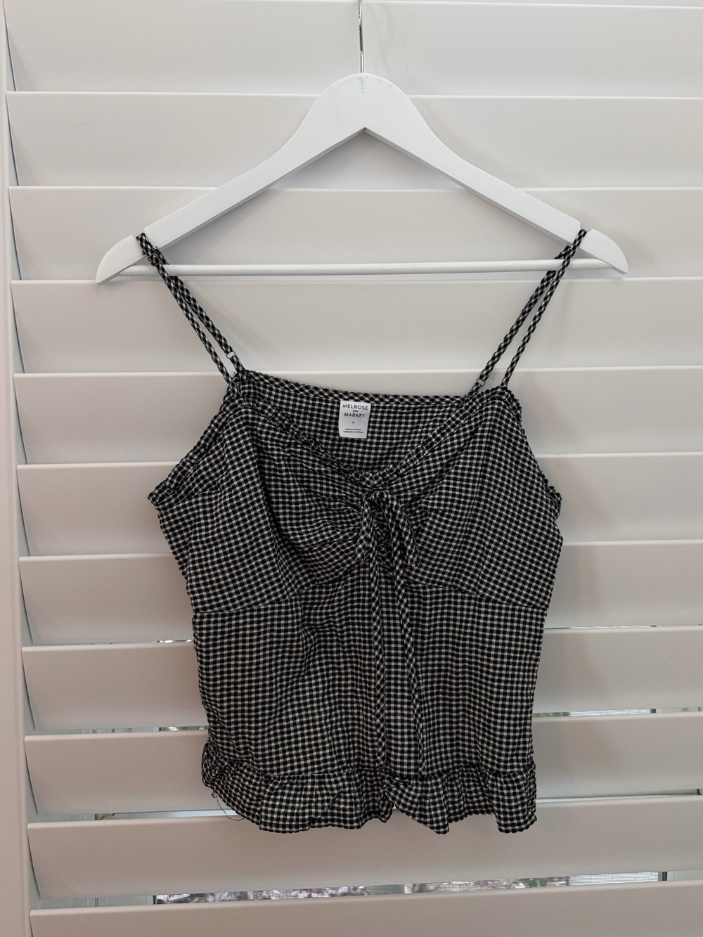 Melrose and Market Black & White Gingham Tie-Front Top - Size M